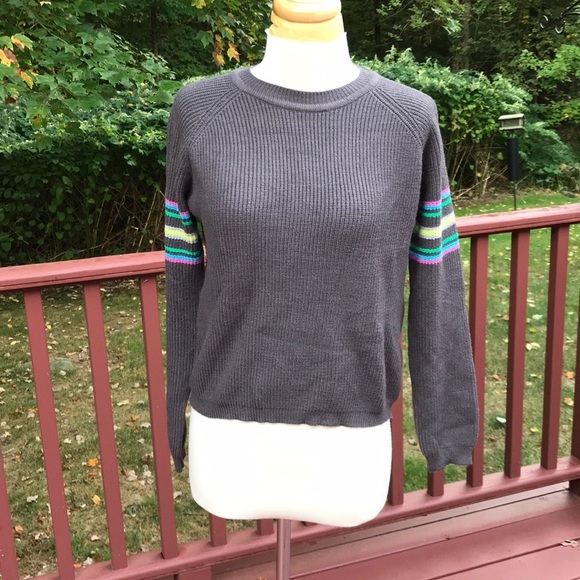 NWT! PULL & BEAR Size S grey multi crew sweater - Picture 1 of 8